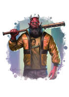 Filler spot colour - character: cyberpunk oni - RPG Stock Art