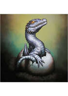 Colour card art - dragon: hatchling silver - RPG Stock Art
