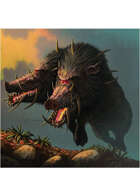 Colour card art - creature: demon boar - RPG Stock Art
