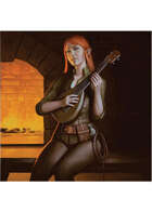 Colour card art - character: elven bard - RPG Stock Art