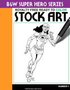 B&W Super Hero Stock Art #1