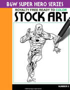 B&W Super Hero Stock Art #2