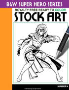 B&W Super Hero Stock Art #4