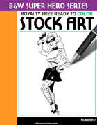 B&W Super Hero Stock Art #7