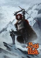 Female warrior in snow scene- Full page illustration
