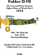 Fokker D-VII Offz-Stv Paul Aue June 1918