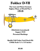 Fokker D-VII Oblt. Erich Lowenhardt Aug. 1918
