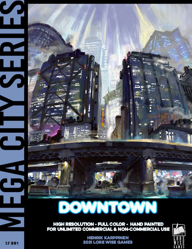 Cyberpunk Art - Downtown - Lore Wise Games | Sci-fi Stock
