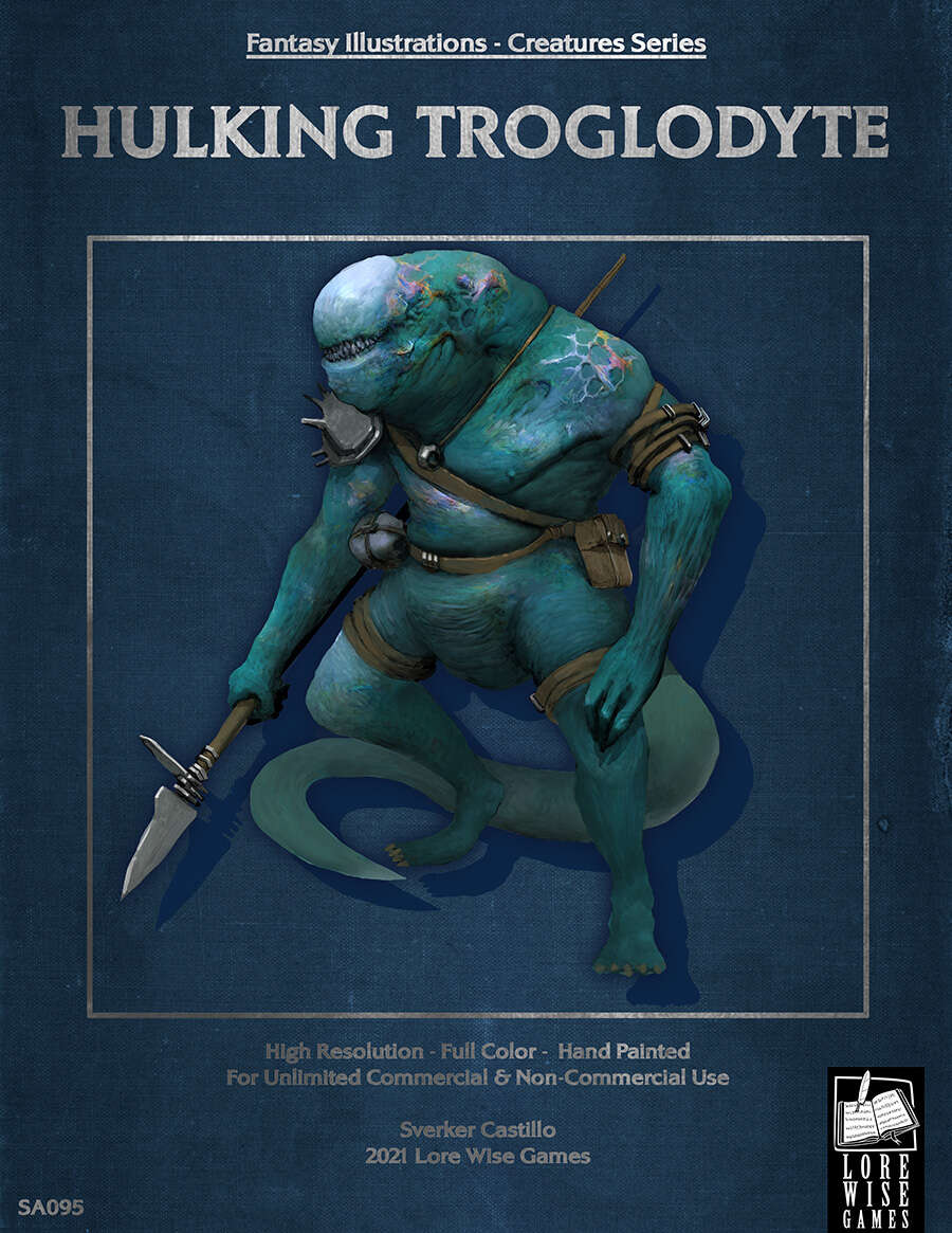 Fantasy Art - Hulking Troglodyte - Lore Wise Games | Fantasy Stock Art |  DriveThruRPG, image size:900x1165