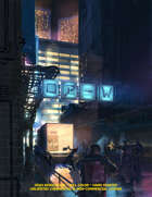 Full Page Cyberpunk Art - City Ambush