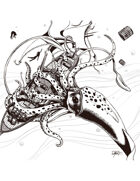 THC Stock Art: Giant Squid (b/w)