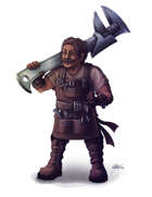 THC Stock Art: Dwarven Tinkerer with Wrench (floating .png)