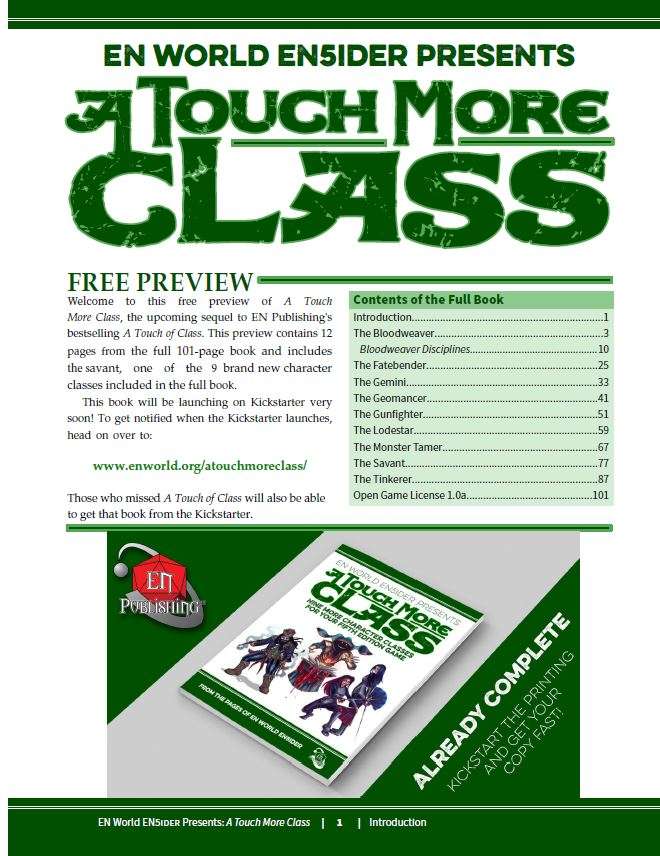 [5E] A Touch More Class Exclusive Preview The Savant EN Publishing D&D 5th Edition
