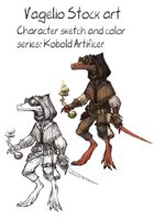 Character stock sketch and color series: Kobold Artificer