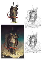 Character stock sketch and color series: Tortle barbarian