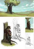 Character stock sketch and color series: Dragonborn bard