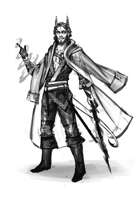 Stock character digital sketch: Tiefling pirate