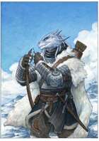 Vagelio Kaliva - Stock Watercolour Illustration - Dragonborn archer