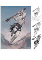Character stock sketch and color series: Dragonborn Berserker