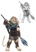 Character stock sketch and color series: Leonin warrior