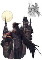 Character stock sketch and color series - Lycanthropic Owlin