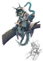Character stock sketch and color series - Kobold Frost Witch and Nehushtan