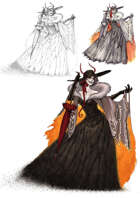 Character stock sketch and color series - Vampire Moth Lady