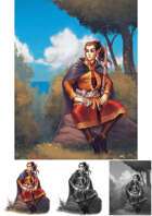 Stock character digital sketch - Elf Fighter