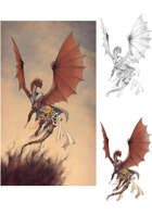 Creature stock sketch and color series - Red Dragon