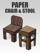3D Paper Chair and Stool | Papercraft objects and paper miniatures