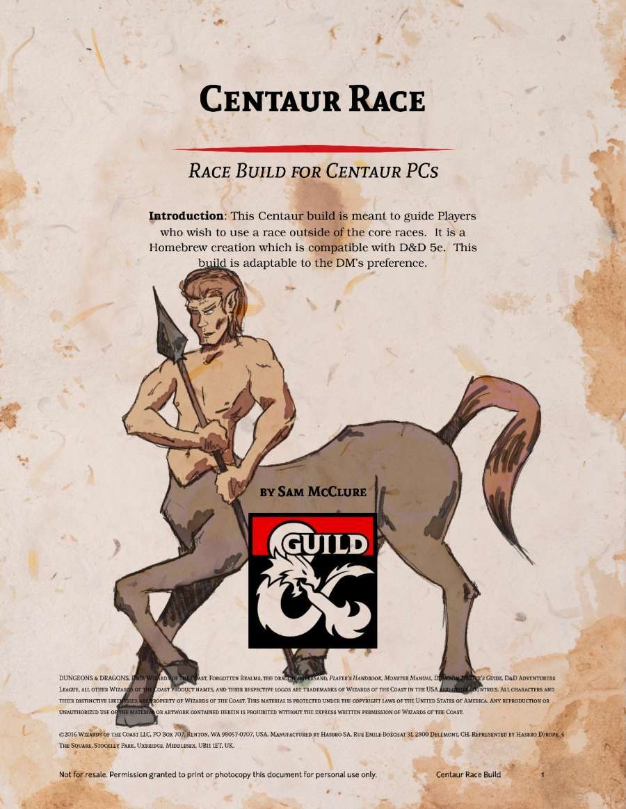 Centaur Race Build - Dungeon Masters Guild | DriveThruRPG
