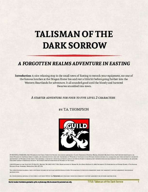 Talisman of the Dark Sorrow
