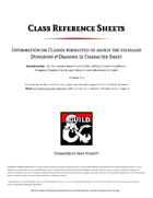 D&D 5e Class Reference Sheets