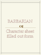 Barbarian Character sheet  filled out form