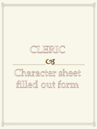 Cleric Character sheet  filled out form