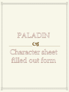Paladin Character sheet  filled out form