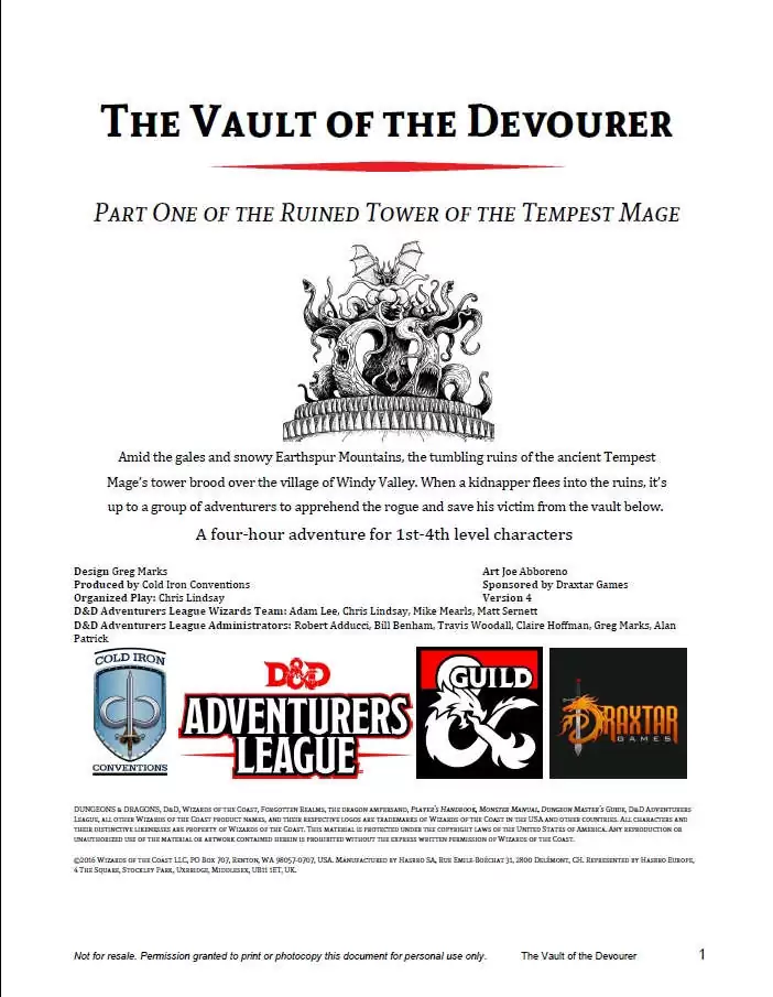 CCC-CIC-01 The Vault of the Devourer - Dungeon Masters Guild
