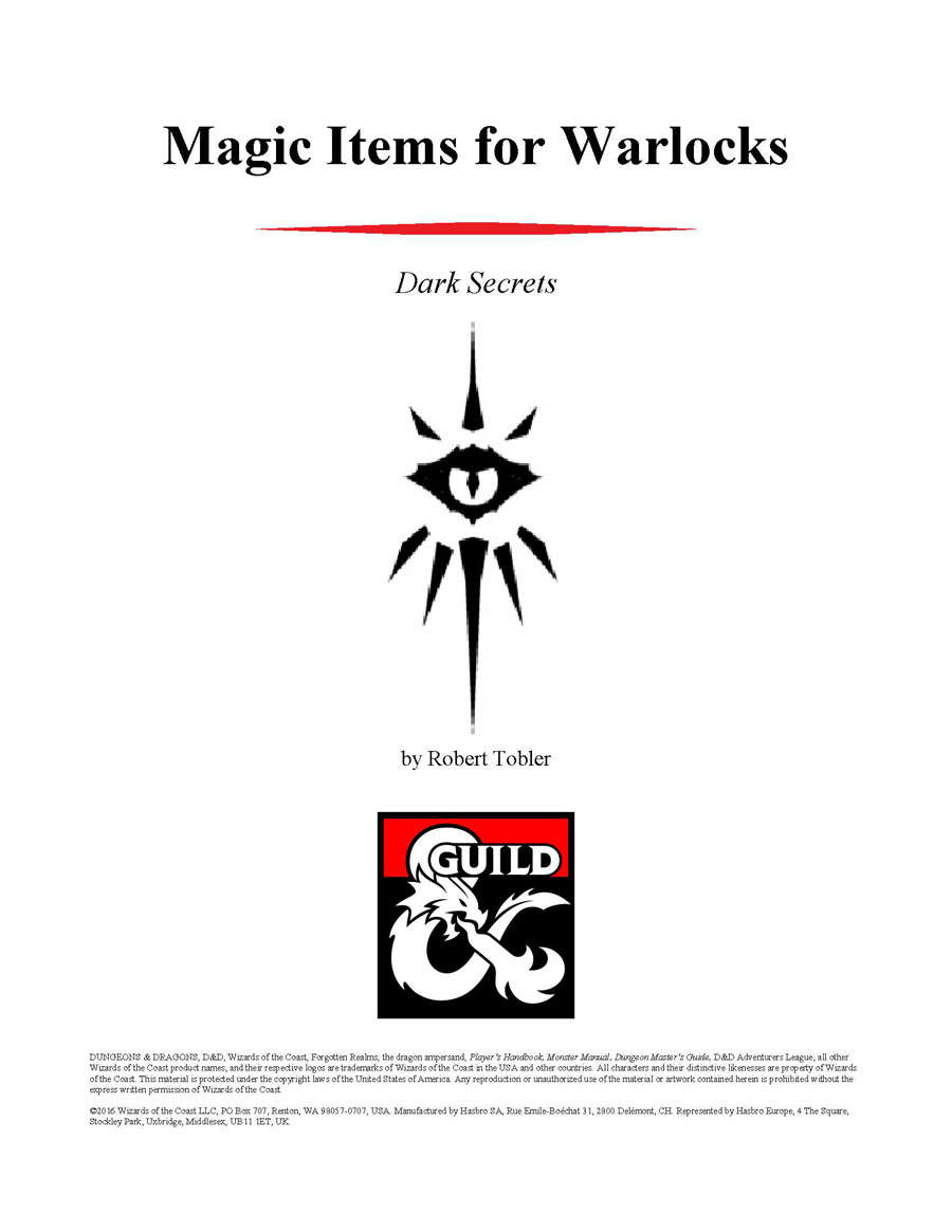 Magic Items for Warlocks Dungeon Masters Guild DriveThruRPG