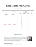 Note Sheets for Players