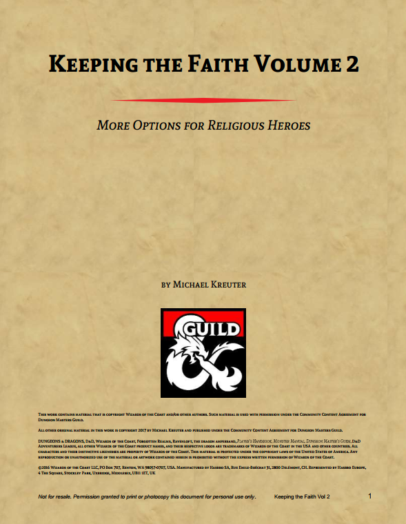 Keeping the Faith Vol 2 - More Options for Religious Heroes - Dungeon ...