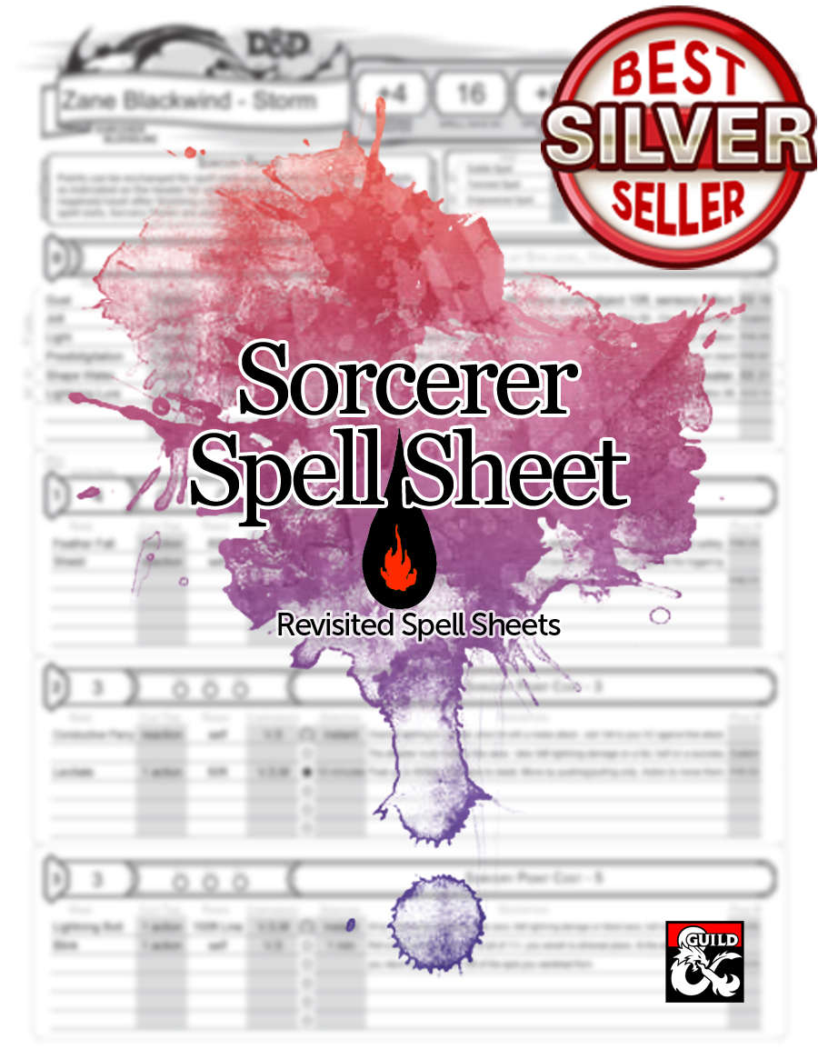 5e Revisited: Sorcerer Spell Sheet (form fillable) - Dungeon Masters ...