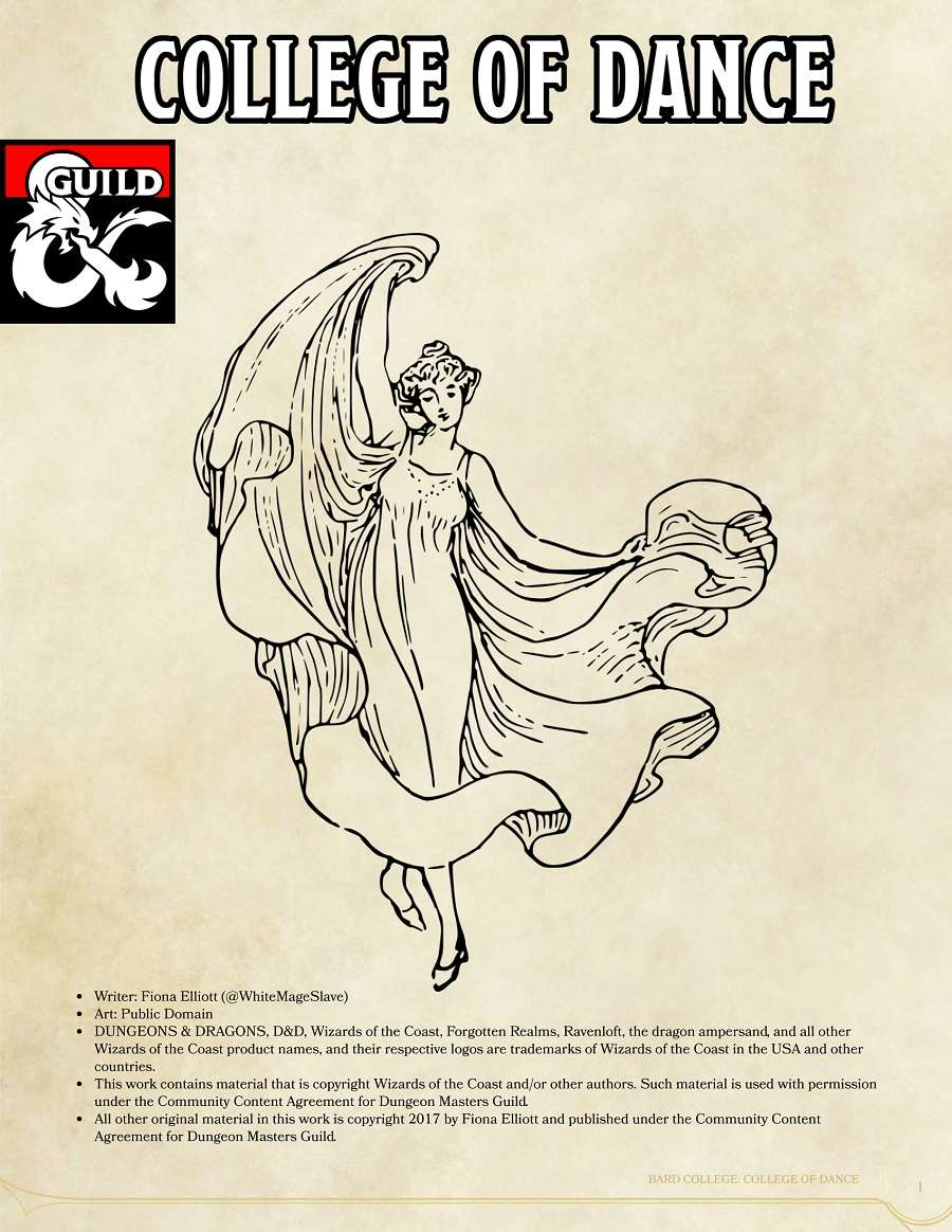 Bard College: College of Dance - Dungeon Masters Guild | DriveThruRPG