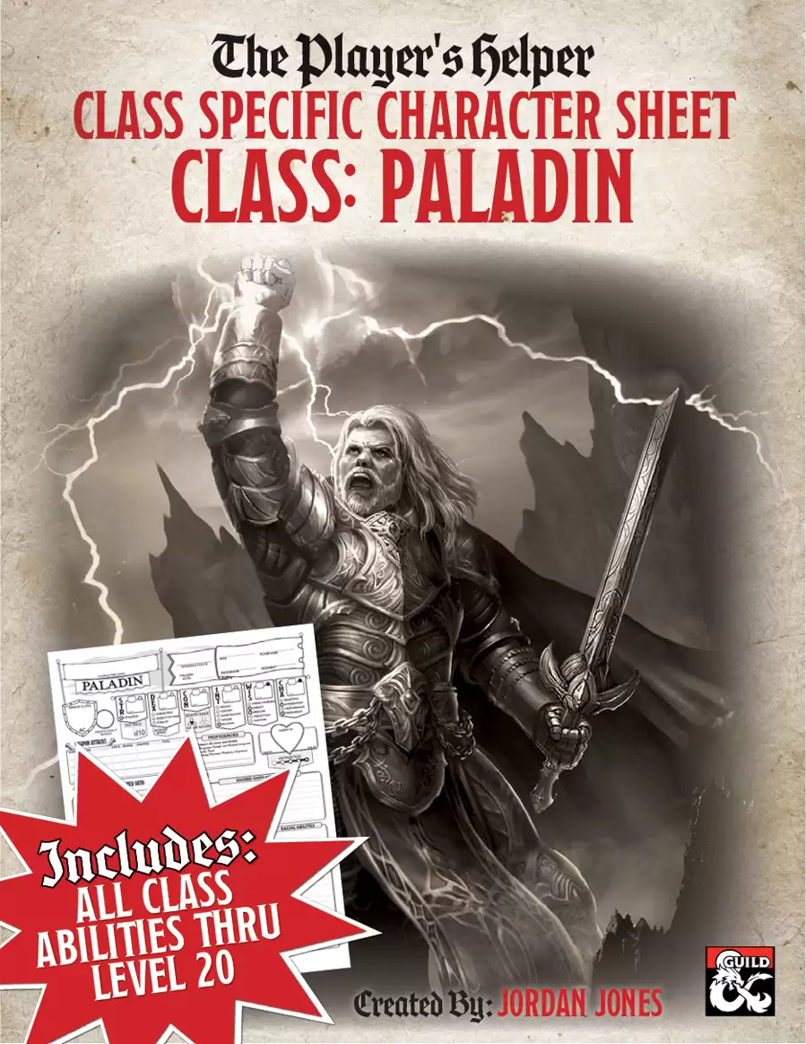 Player's Helper Class Specific Character Sheet - Paladin - Dungeon ...