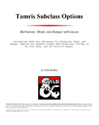 Tamris Subclass Options for 5e D&D