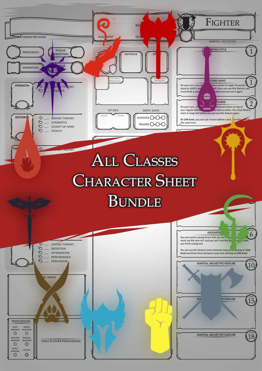Class Character Sheets - The Bundle