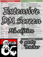 Extensive DM Screen for DnD 5e with Party Tracker (Landscape)