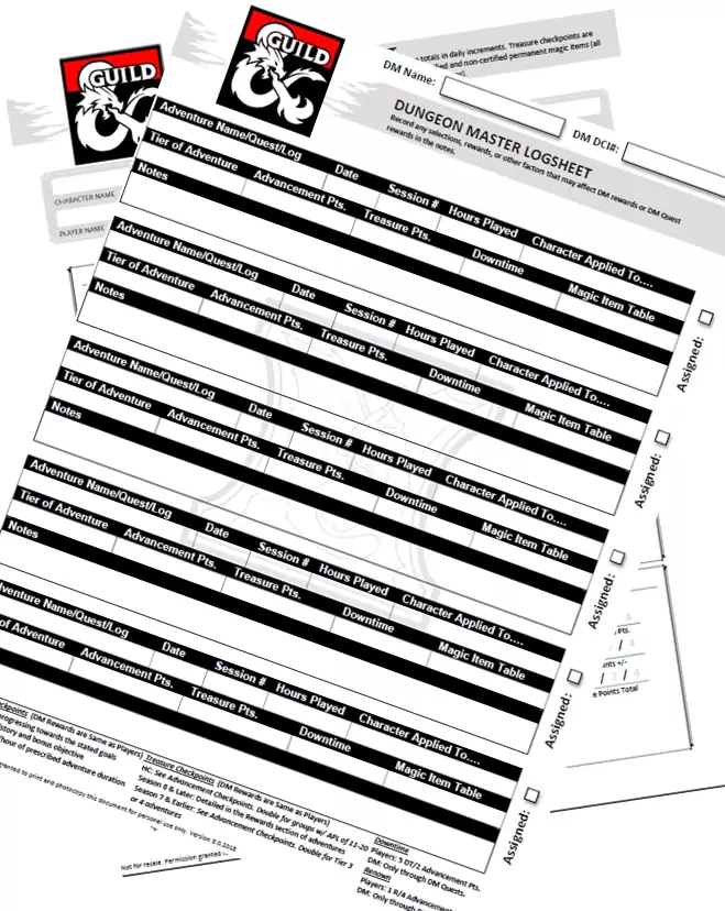 Adventurers League Season 8 Log Sheets - Dungeon Masters Guild ...