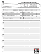 Elemental Disciplines Sheet