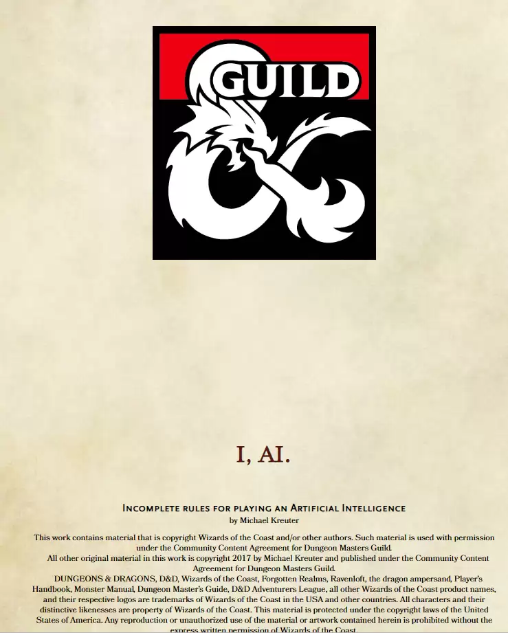 Artificial Intelligence characters - Dungeon Masters Guild | DriveThruRPG
