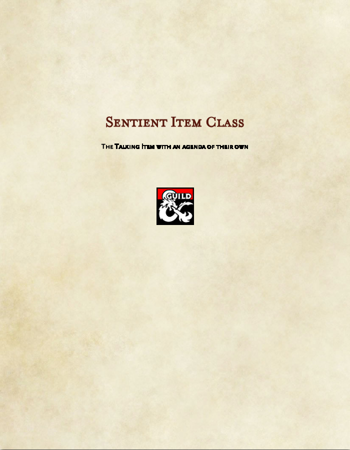 Class Option-Sentient Item - Dungeon Masters Guild | DriveThruRPG